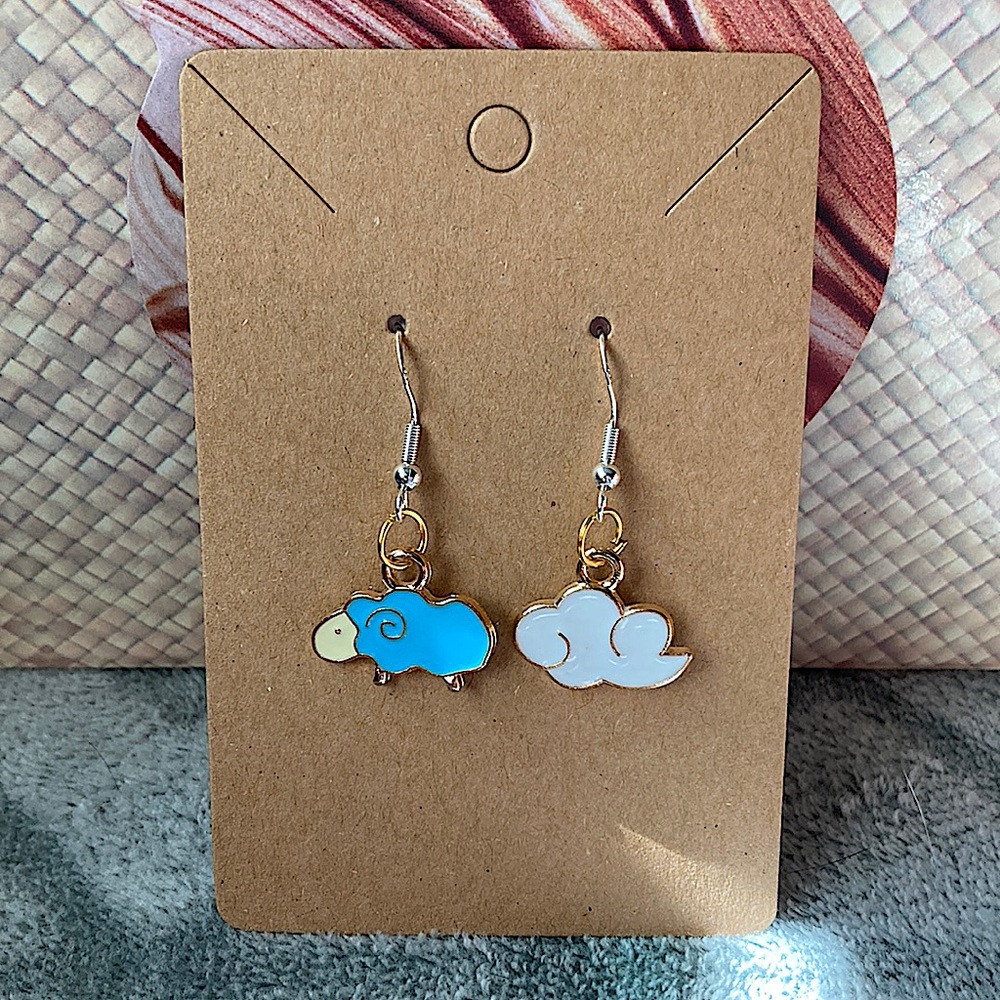 Sheep and cloud earrings